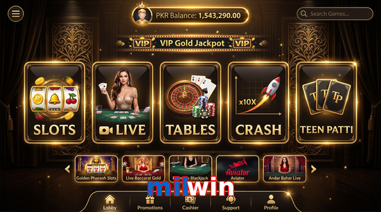 Main screen of Milwin casino page for PK players